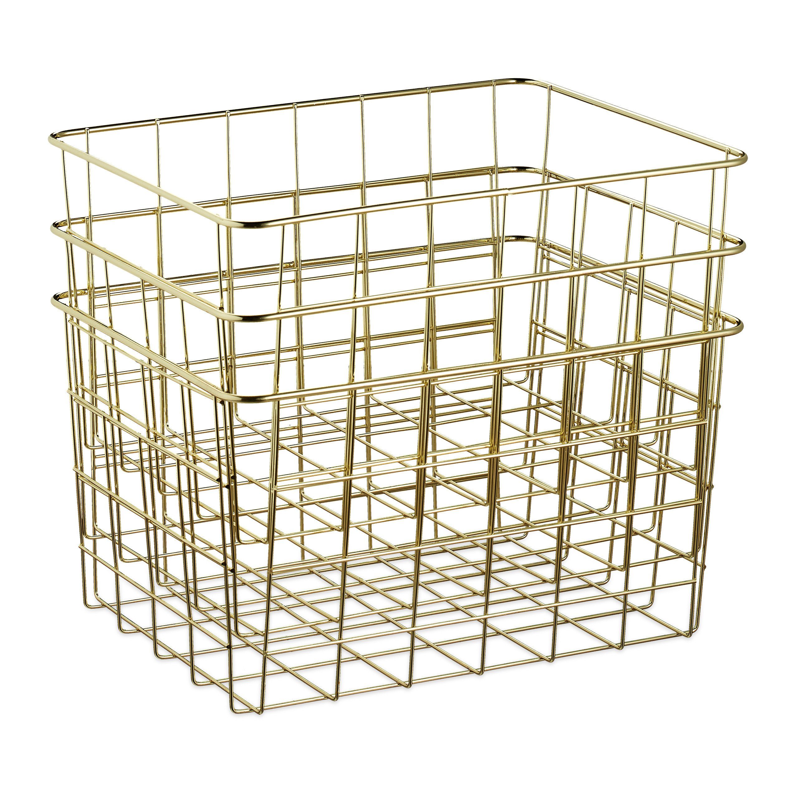 relaxdays Drahtkorb 3er Set, gold