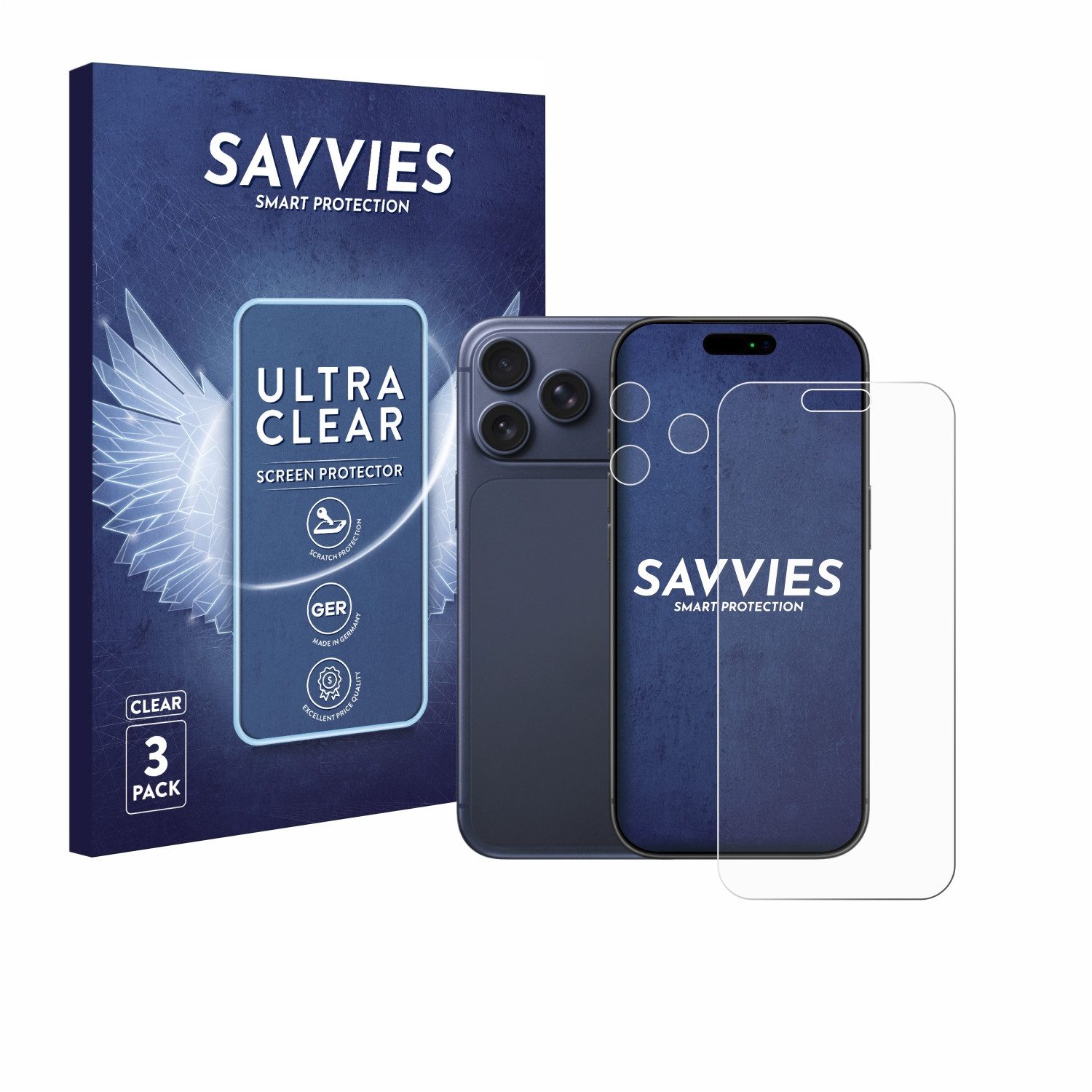Savvies Displayschutzfolie Schutzfolie für Apple iPhone 17 Pro Max (Display+Kamera), 6 Stück, Displayschutz Schutz Folie Klar Transparent