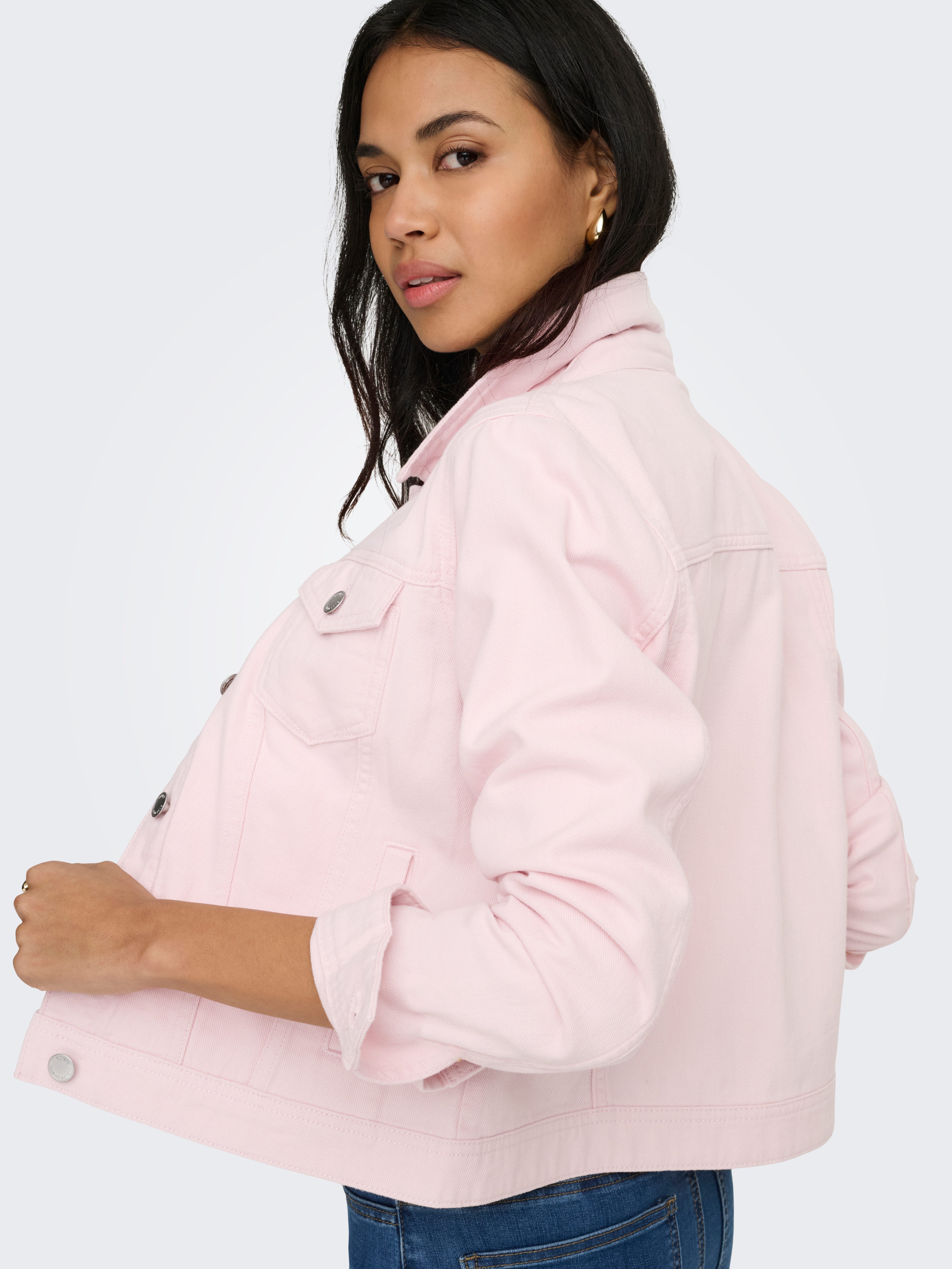 ONLY Jeansjacke ONLTIA L/S COLORED JACKET PNT RP mit durchgehender Knopfleiste