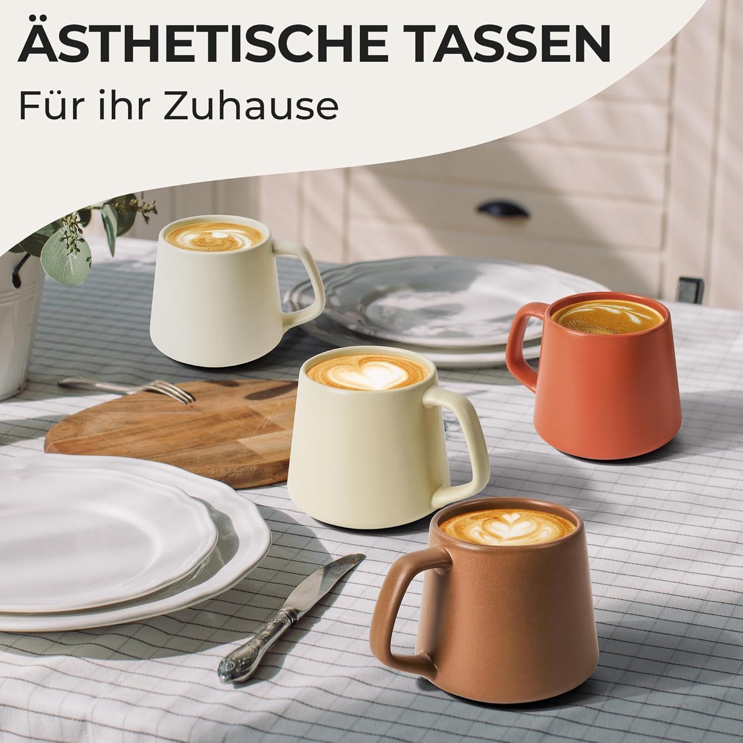 MiaMio Tasse Luxe Kaffeebecher 420 ml Evergreen, 4-tlg., Keramik