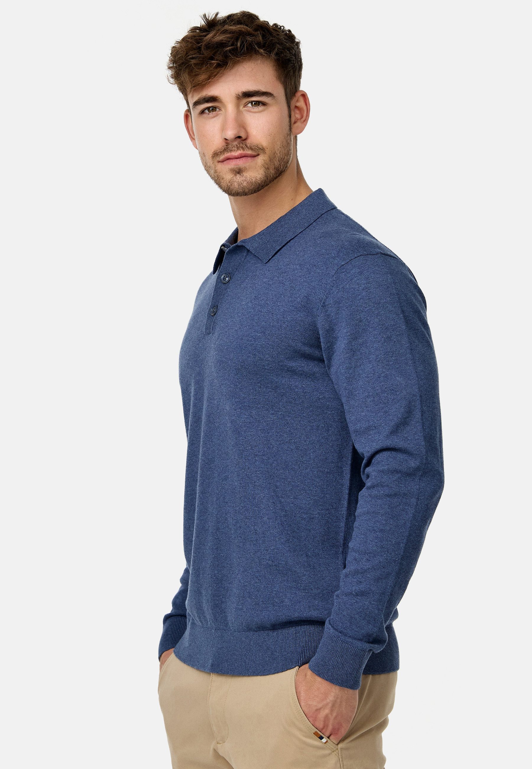 Indicode Strickpullover Herren INChips Pullover Feinstrick-Pullover im Polo-Stil