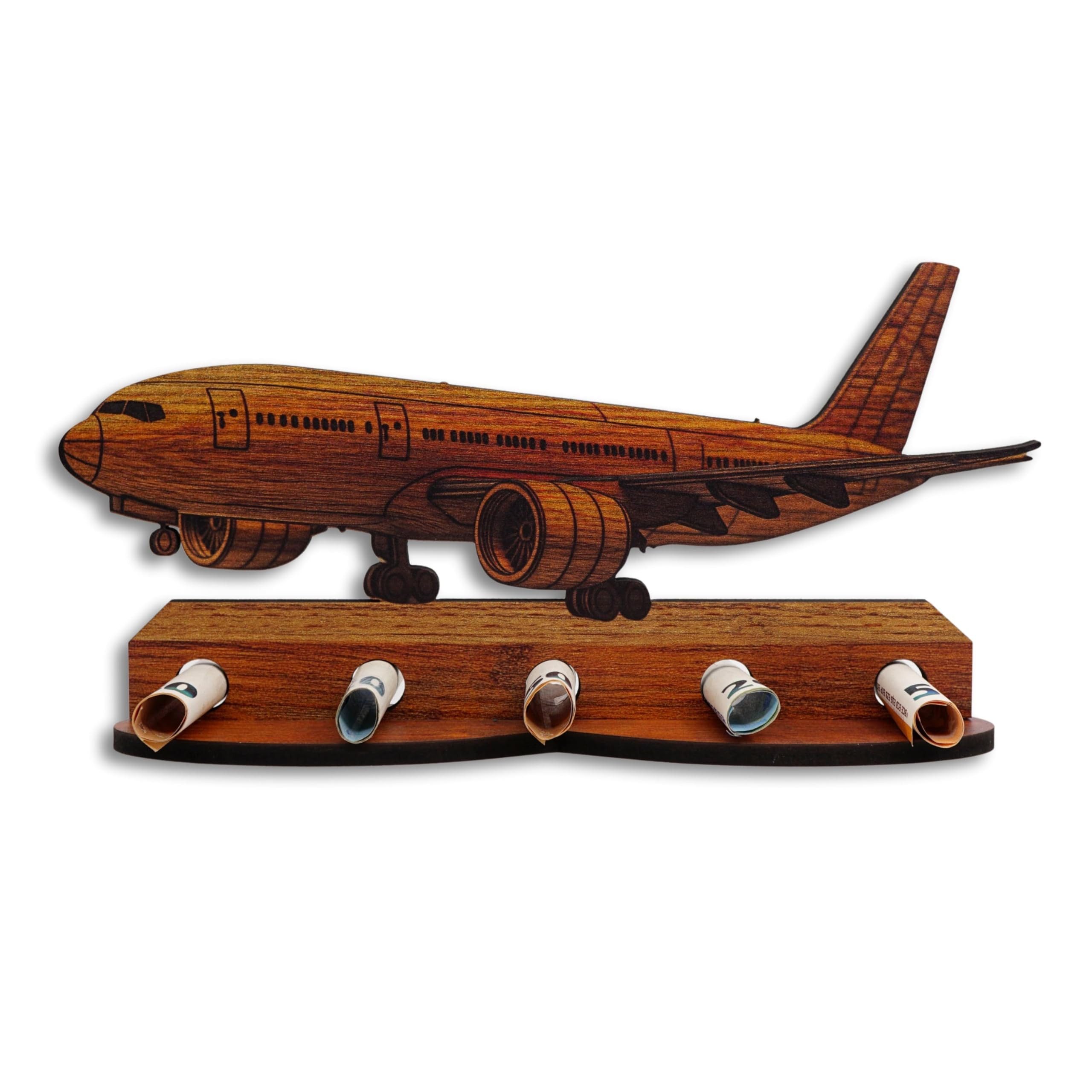DARO Design Dekoobjekt Geldgeschenk Hobby Anlass Motiv mit Ständer aus HDF (Dekoration, Flugzeug – Geldscheinhalter), 28 cm breit, 6 mm HDF