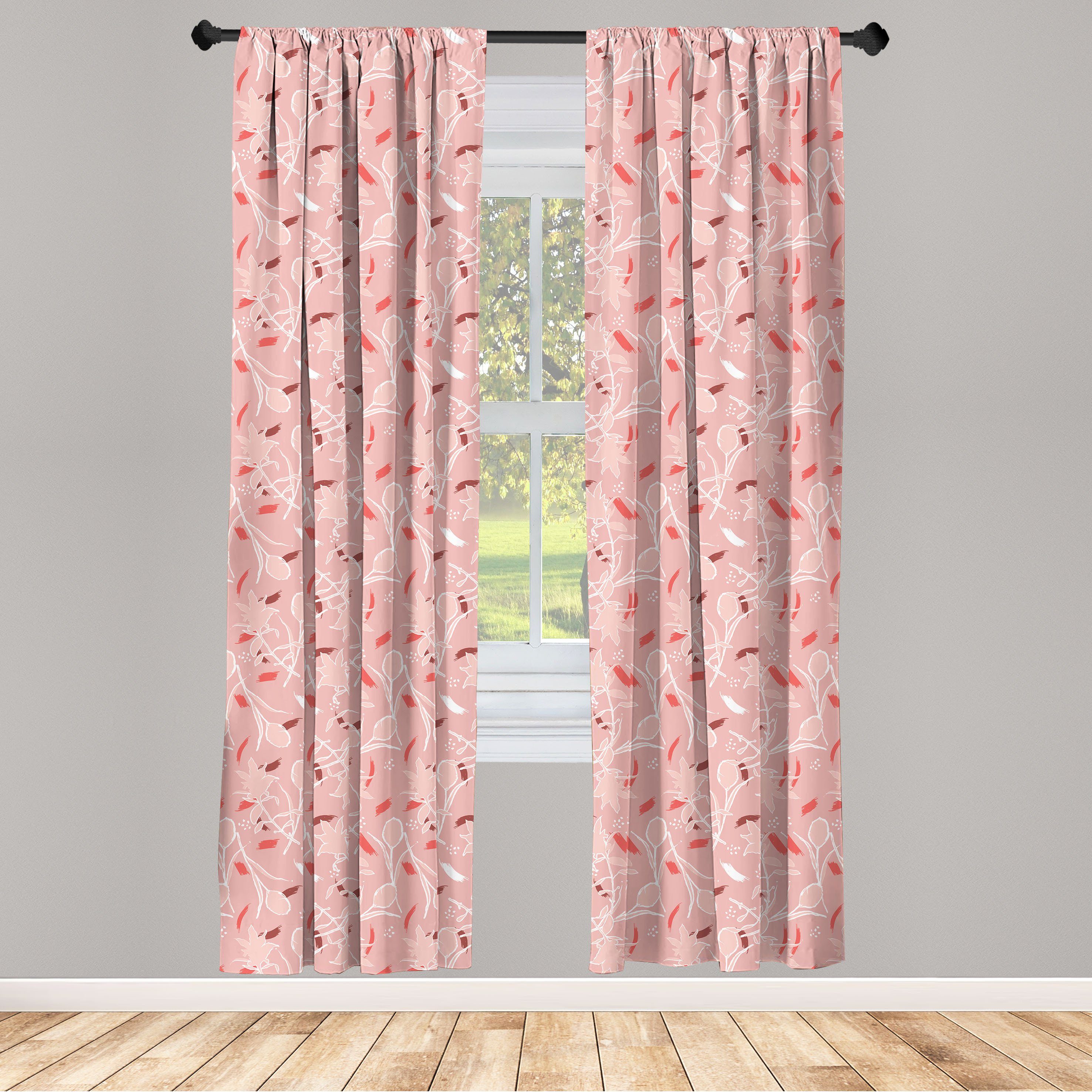 Gardine Vorhang für Wohnzimmer Schlafzimmer Dekor, Abakuhaus, Microfaser, Blumen Romantische Rose Brushstrokes