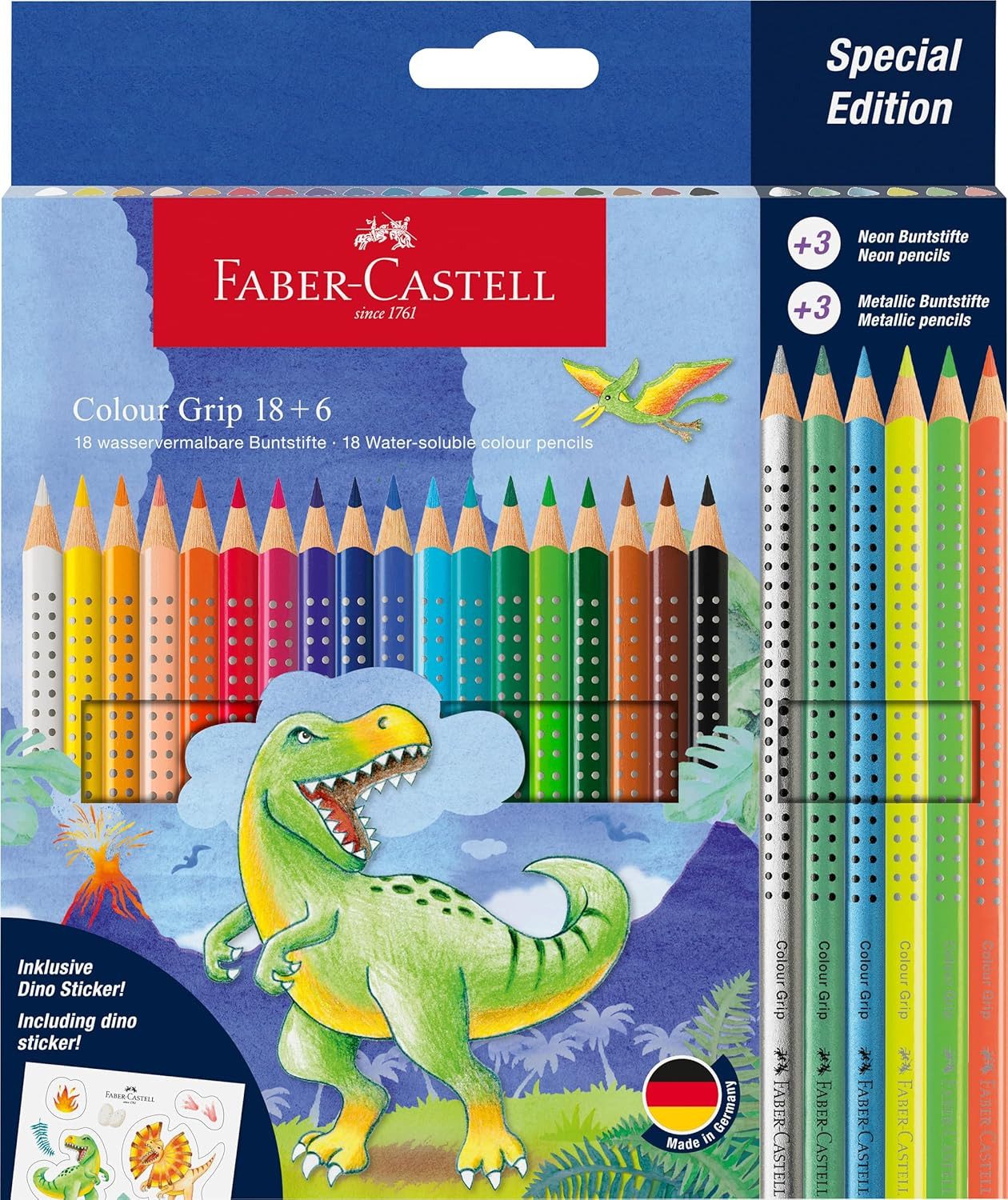 Faber-Castell Buntstift Faber-Castell Colour Grip Buntstifte Dino 18+6