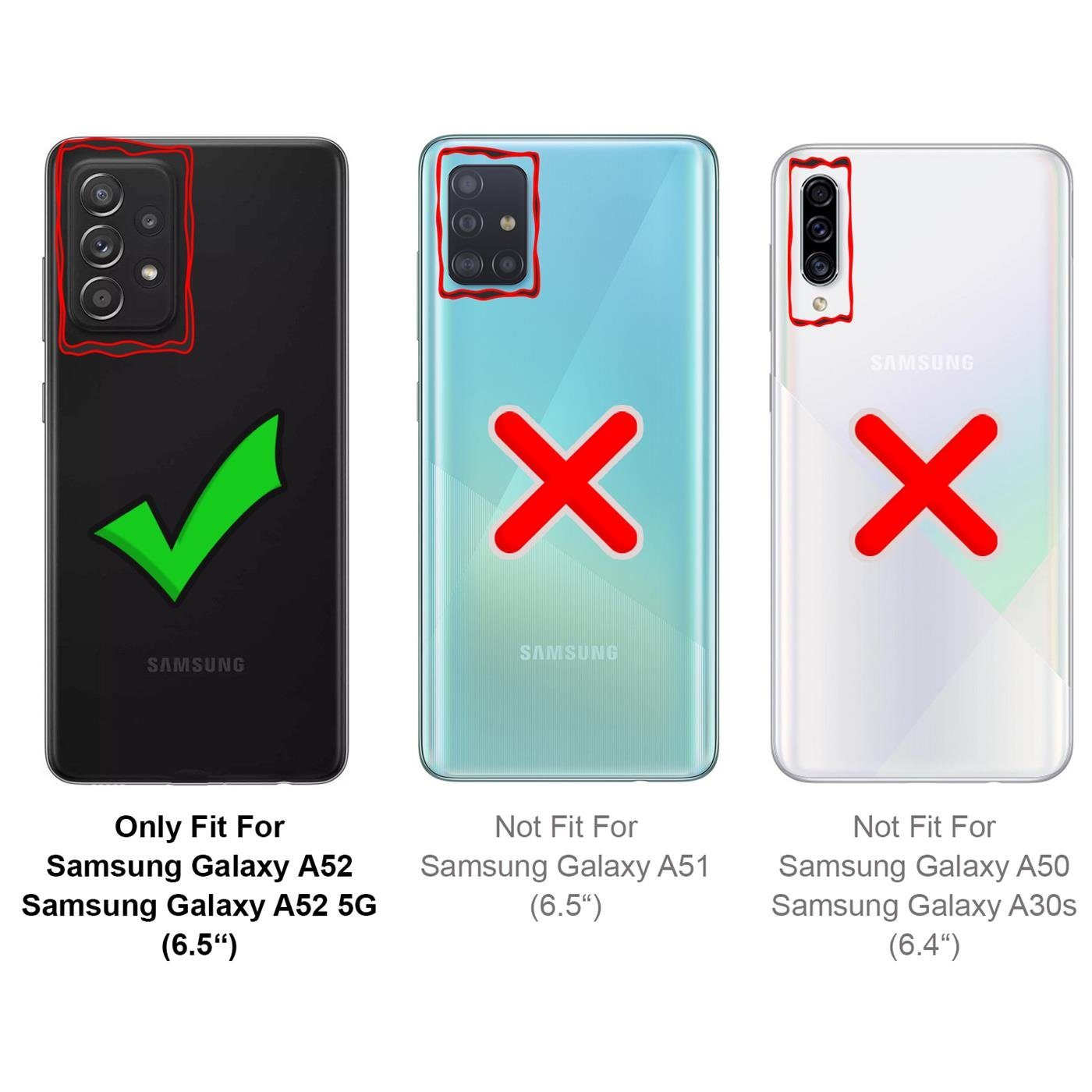 CoolGadget Handyhülle Schwarz als 2in1 Schutz Cover Set für Samsung Galaxy A52 A52s 4G/5G 6,5 Zoll, 2x Glas Display Schutz Folie + 1x Case Hülle für Galaxy A52 A52s 4G/5G