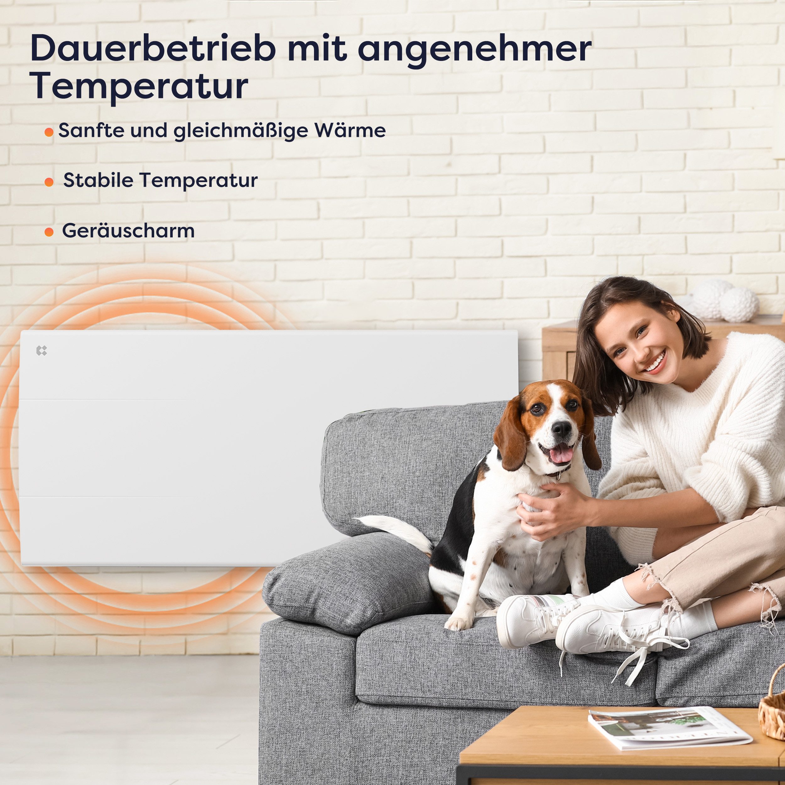 CIARRA Elektro-Heizkörper CBHT20E 2000 W Heizgerät, Intelligenter Keramik-heizkörper Heizung Thermostat mit PID 15–25 m²