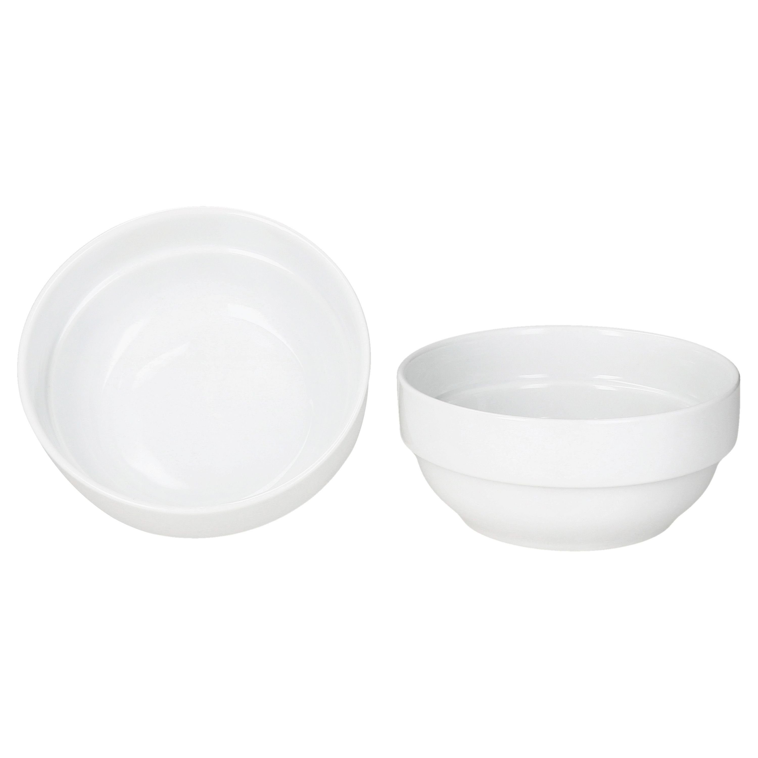 MamboCat Servierschale 2er Set Tommy Schale Ø14,2cm weiß 360ml Porzellan stapelbar, Porzellan
