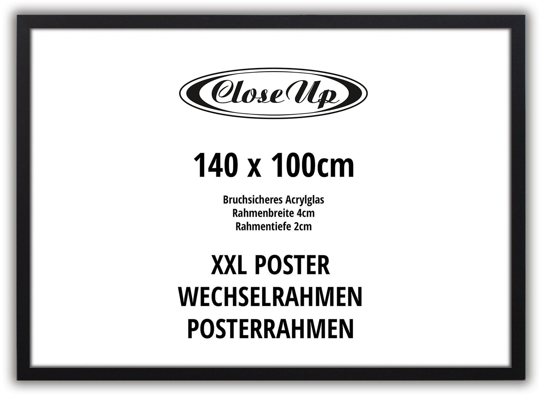 cm Posterrahmen 100 Close x 140 XXL schwarz Bilderrahmen Up