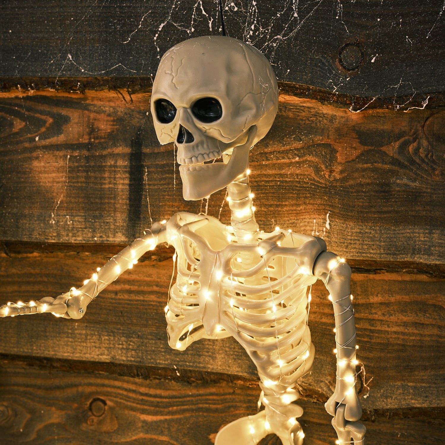 Lights4fun LED-Dekofigur 90cm 300er Micro LED Figur Damien das Skelett – Bild 2 von 5
