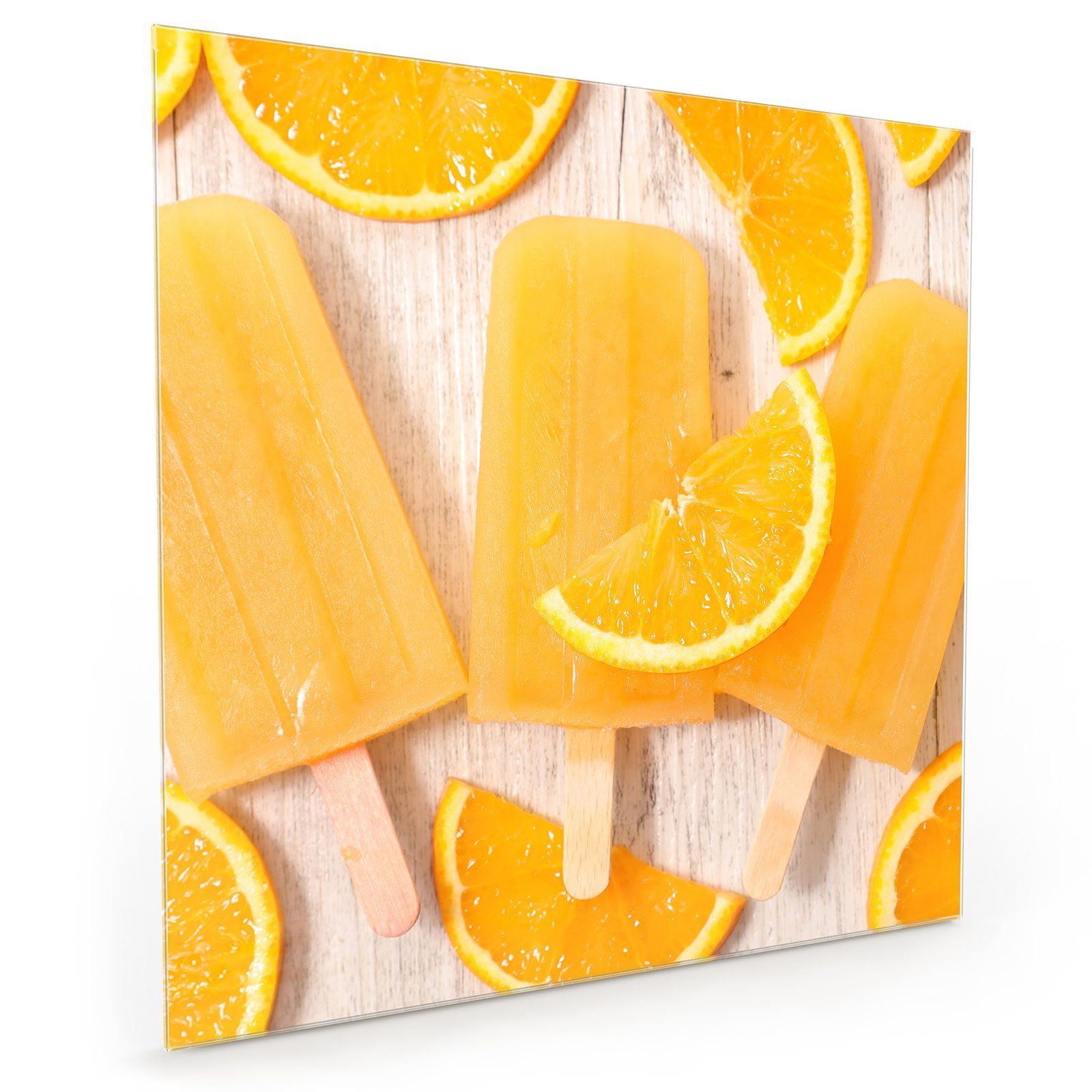 Glas mit am Küchenrückwand Spritzschutz Küchenrückwand Motiv Orangeneis Primedeco Stiel