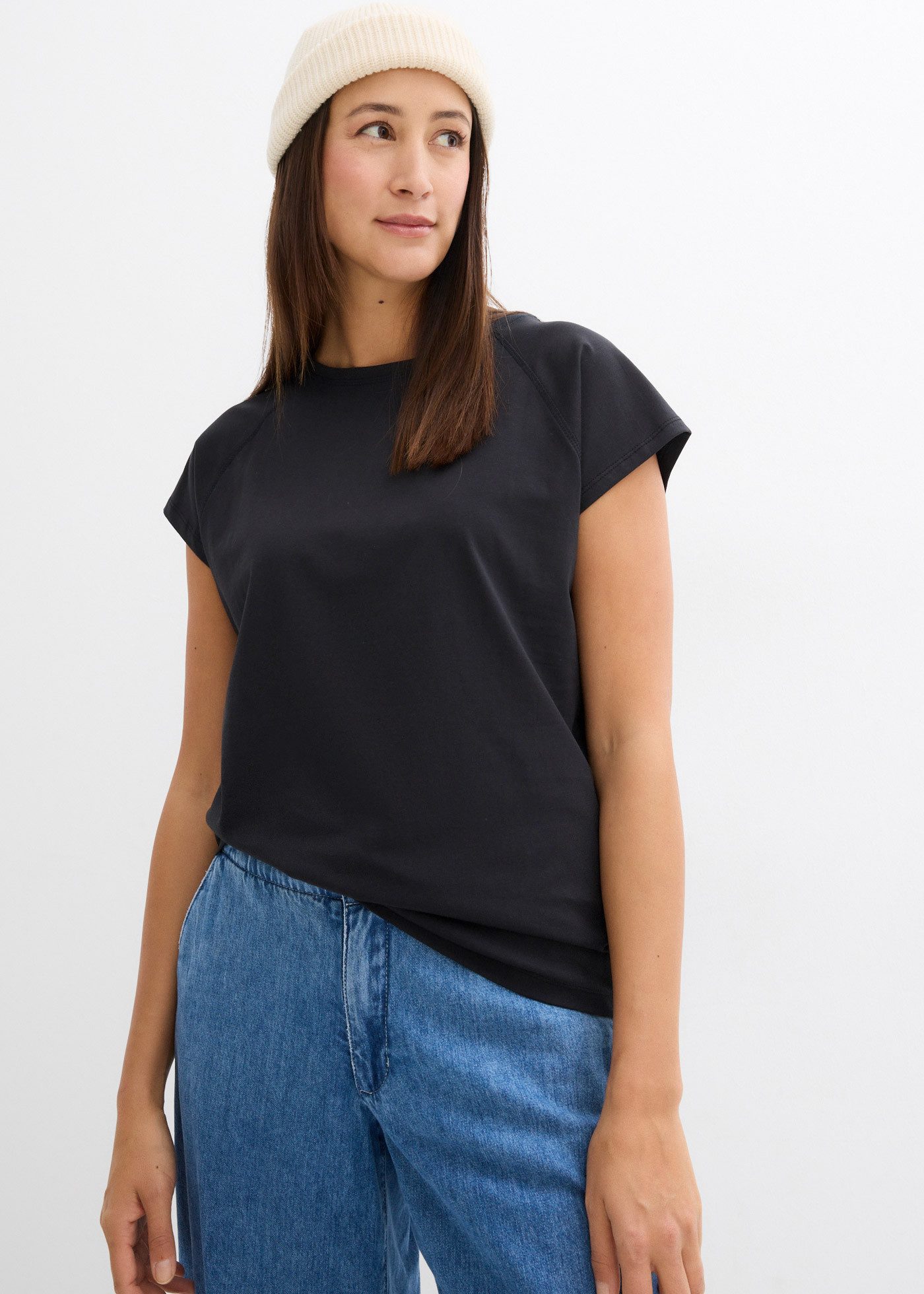 bonprix T-Shirt bequeme Passform, Raglan-Kurzarm, aus Baumwolle günstig online kaufen
