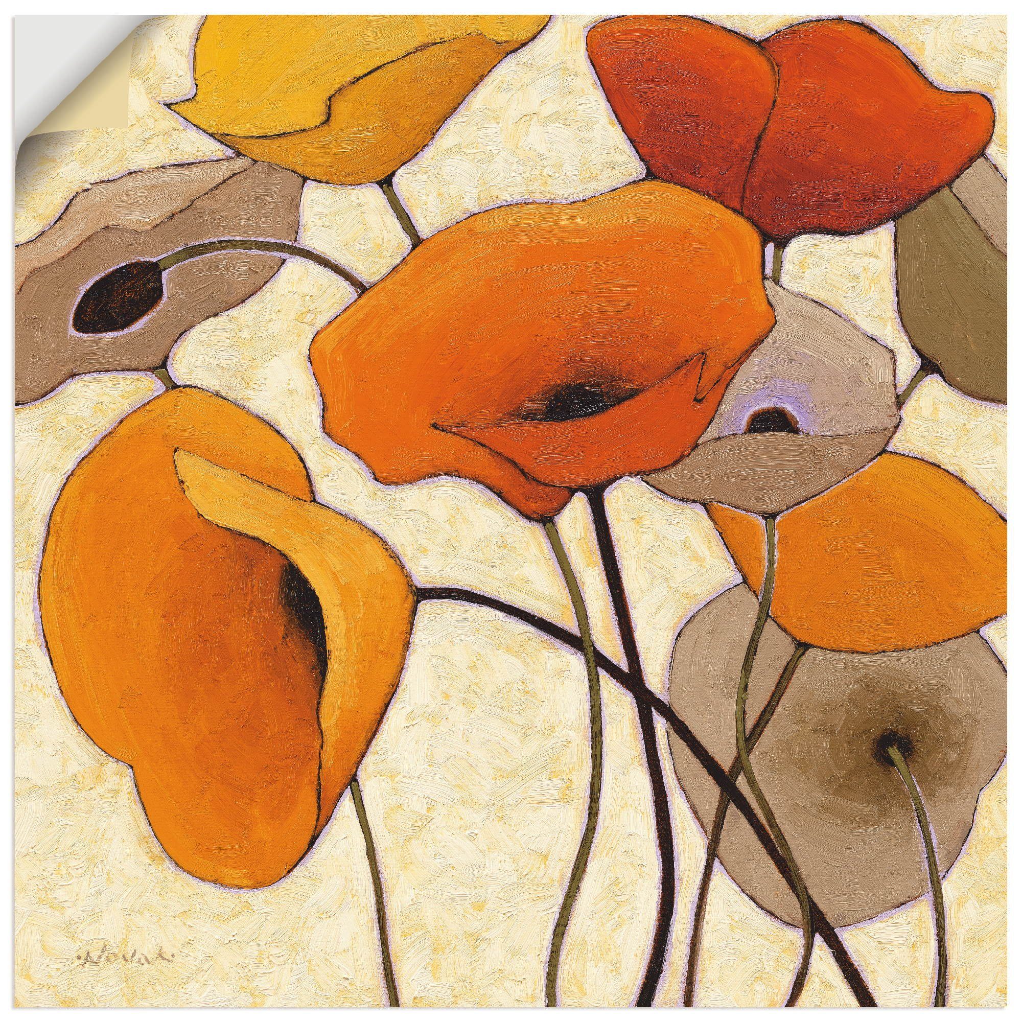 versch. St), III, oder Blumen Leinwandbild, Poster Artland Kürbismohn (1 Größen als Wandbild Wandaufkleber in