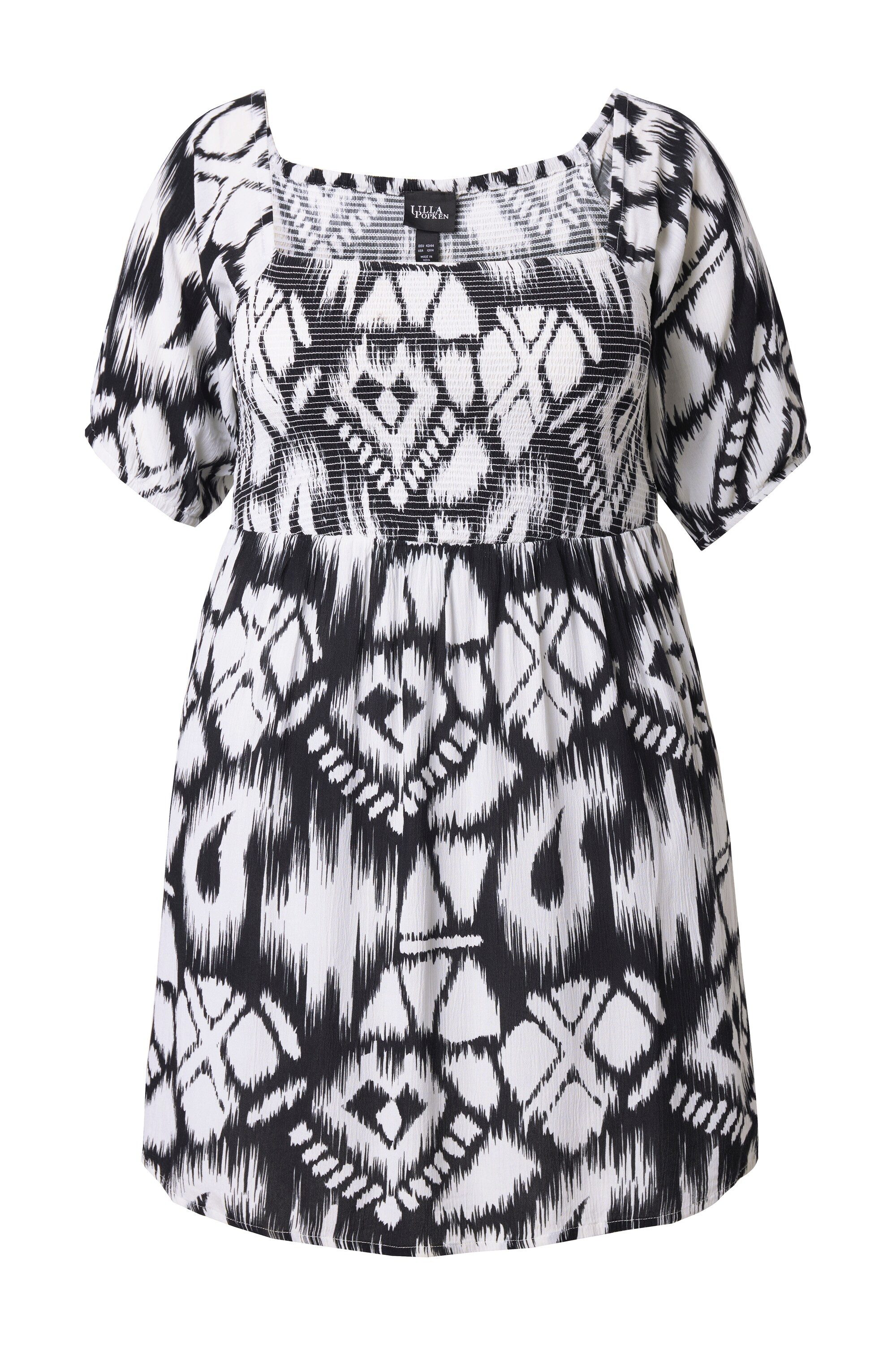 Ulla Popken Spitzenbluse Smokbluse A-Linie Carree-Ausschnitt Halbarm günstig online kaufen