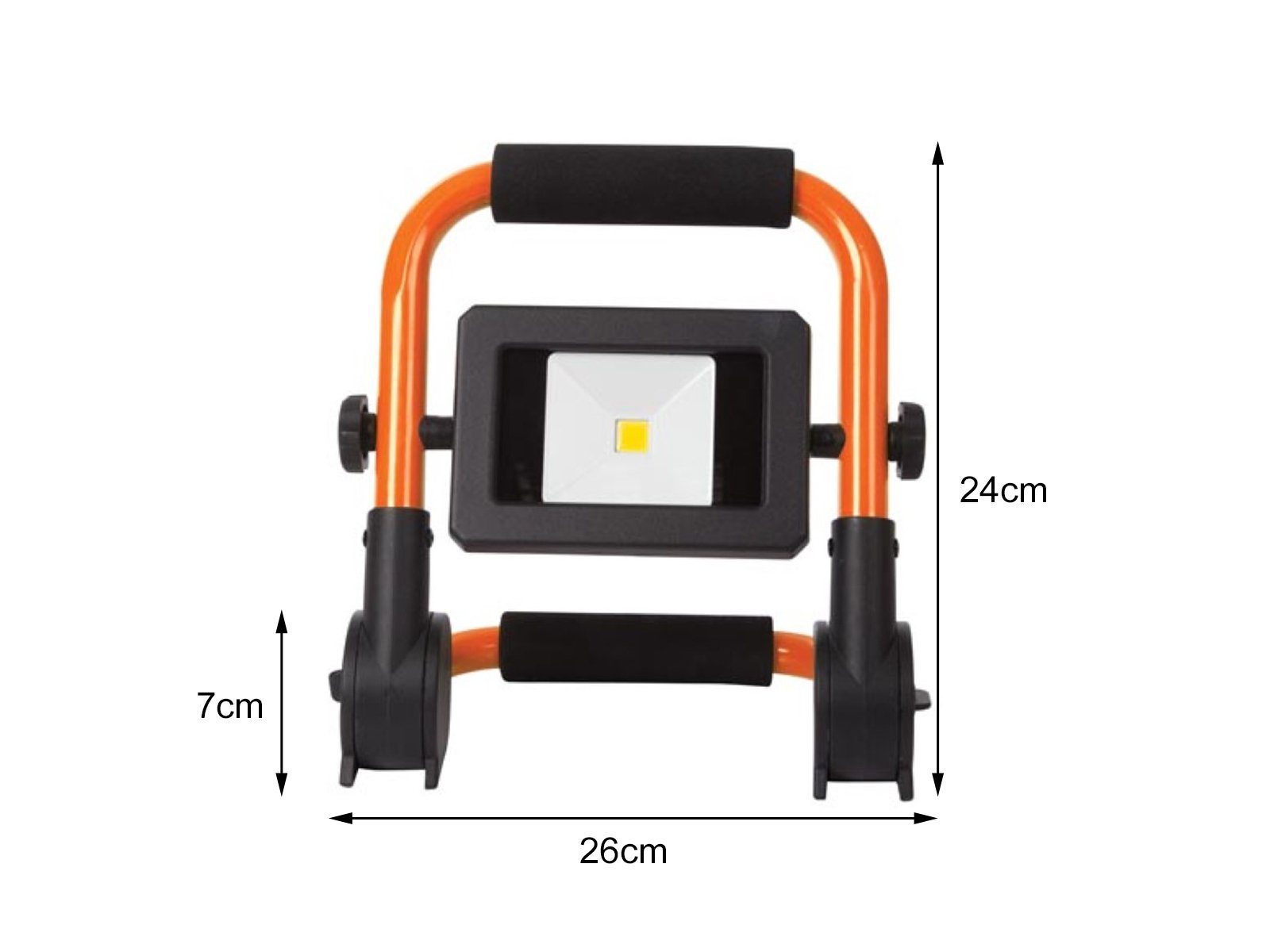 PEREL Baustrahler, LED fest integriert, Neutralweiß, 2x LED Arbeits Bau-Leuchten Werkstatt-Lampen, Handlampen IP 65, 10Watt