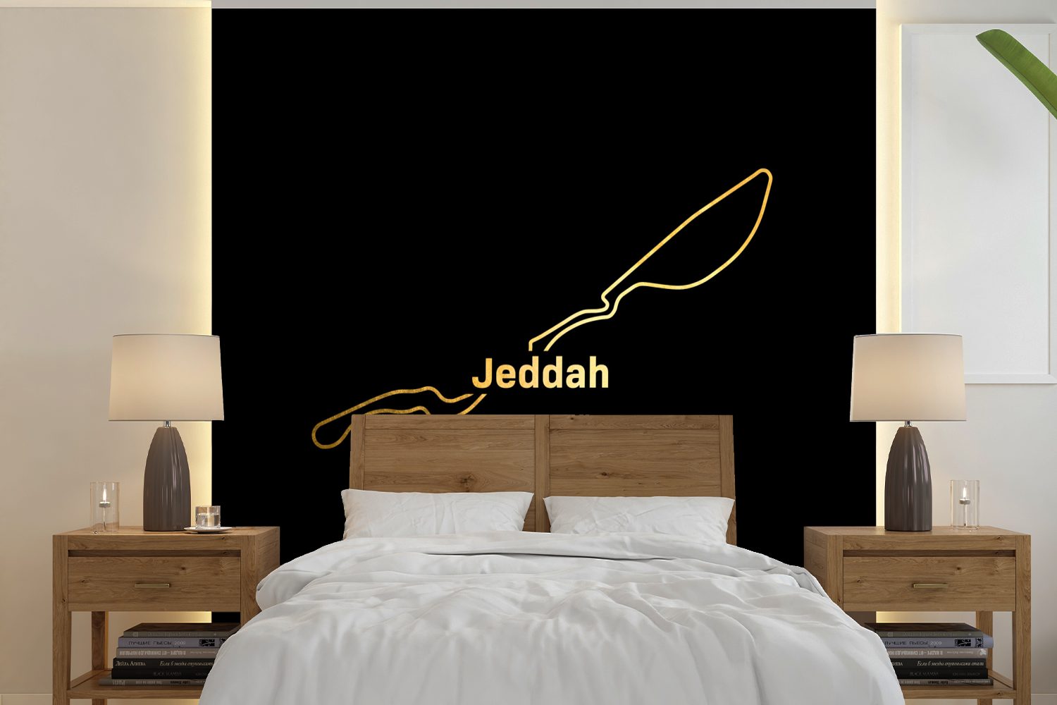 MuchoWow Fototapete F1 - Jeddah - Rennstrecke, Matt, bedruckt, (5 St), Vinyl Tapete für Wohnzimmer oder Schlafzimmer, Wandtapete
