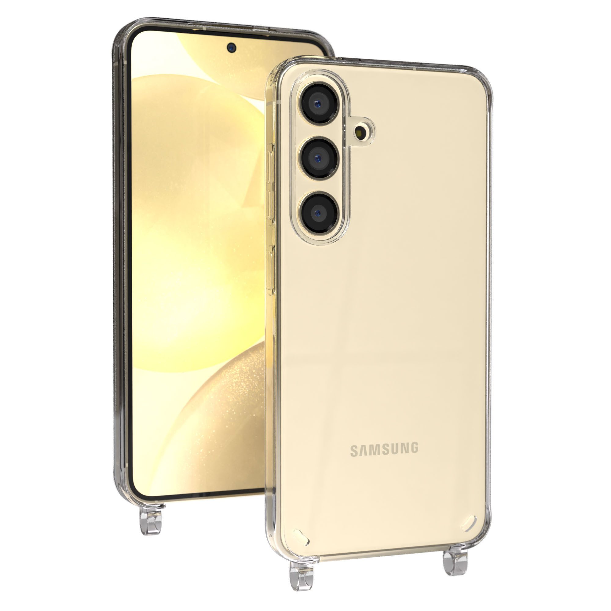 EAZY CASE Handykette Handyhülle für Handyketten mit Befestigungsösen für Samsung Modelle 6,2 Zoll, Hülle für Handykette, Transparent mit Ösen für Samsung Galaxy S24