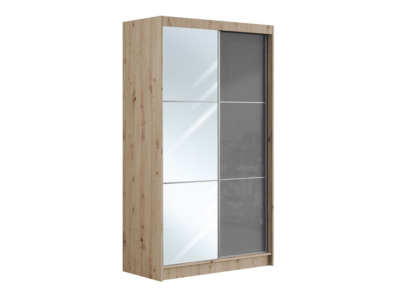 120 Spiegel, Schiebeschrank mit VALENCIA Lacobel Grau MÖBEL Artisan-Eiche Kleiderschrank Front MKS cm, und