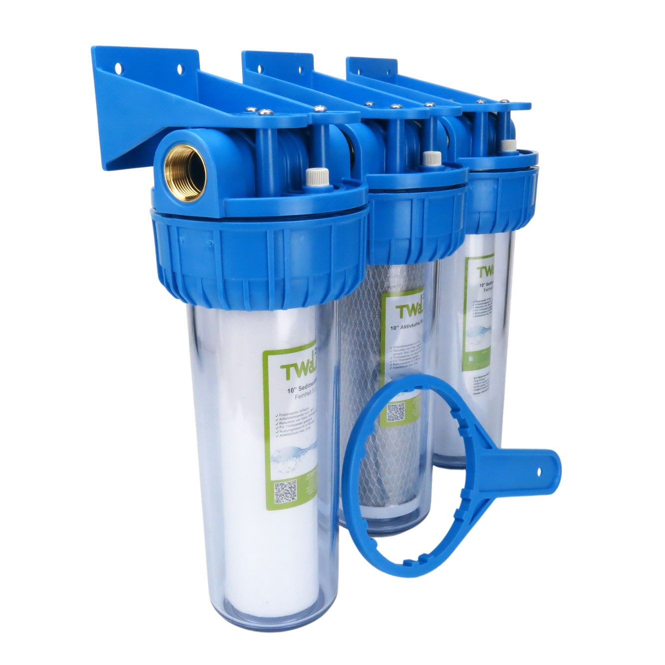 Trinkwasserladen Filtereinsatz, 3-Stufen Hauswasserwerk Gehäuse 3/4" mit Patronen – Bild 2 von 4