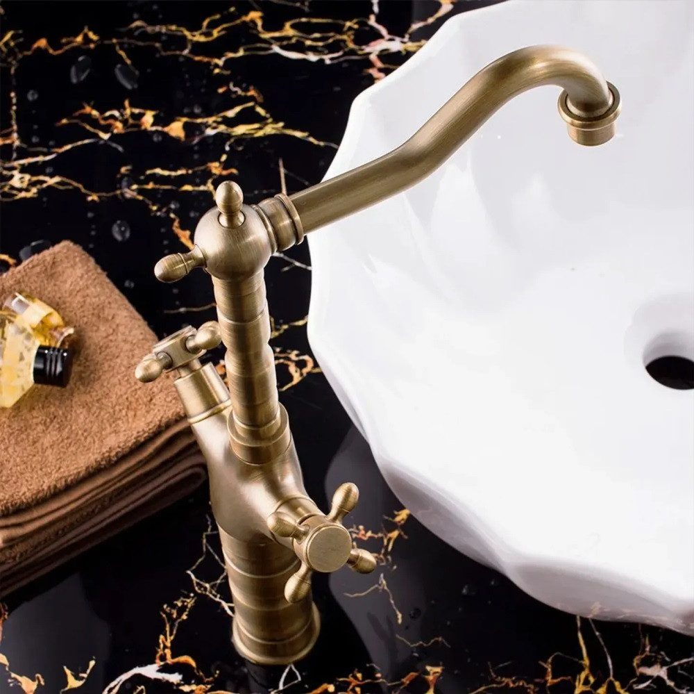 wohnwerk.idee Badarmatur Waschbeckenarmatur Wasserhahn Gold Schwarz günstig online kaufen