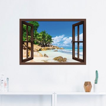 Artland Wandfolie Küste mit Palmen, braunes Fenster, Karibikbilder (1 St), selbstklebend