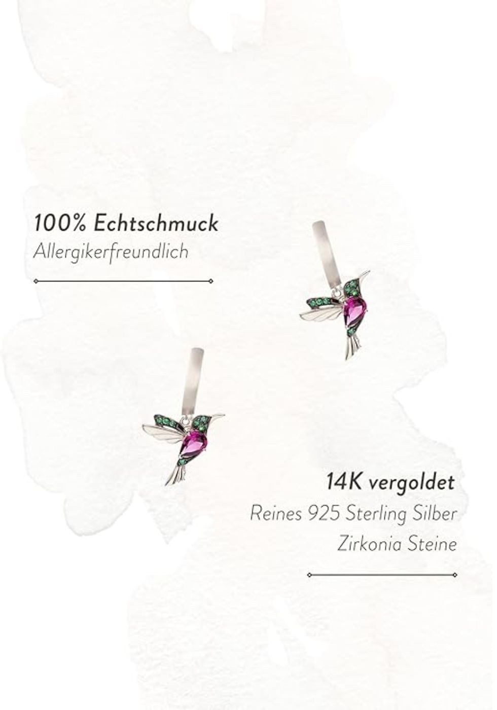 Einzelstück Paar Creolen Ohrringe Kolibri Hoops 925 Sterling Silber günstig online kaufen