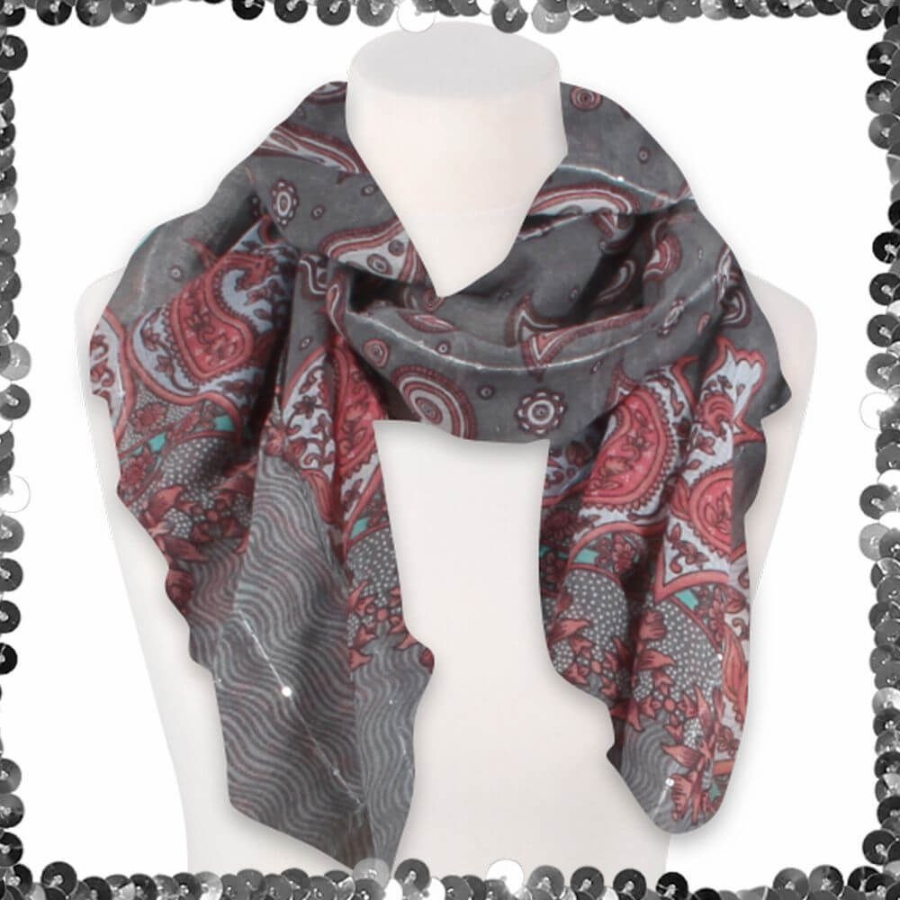 Modeschal Schal mit Pailletten Paisley
