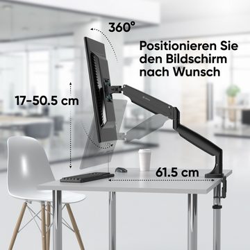 ONKRON designed to support VESA 75/100 Monitor Halterung 1 Monitor Arm schwenkbar für 13-32 Zoll Monitor-Halterung, (bis 32,00 Zoll, Monitor Stand, Monitor Stand Arm, Einarm, Monitor Halterung, Monitor Tischhalterung, Bildschirme bis zu 9kg max, Schwarz)