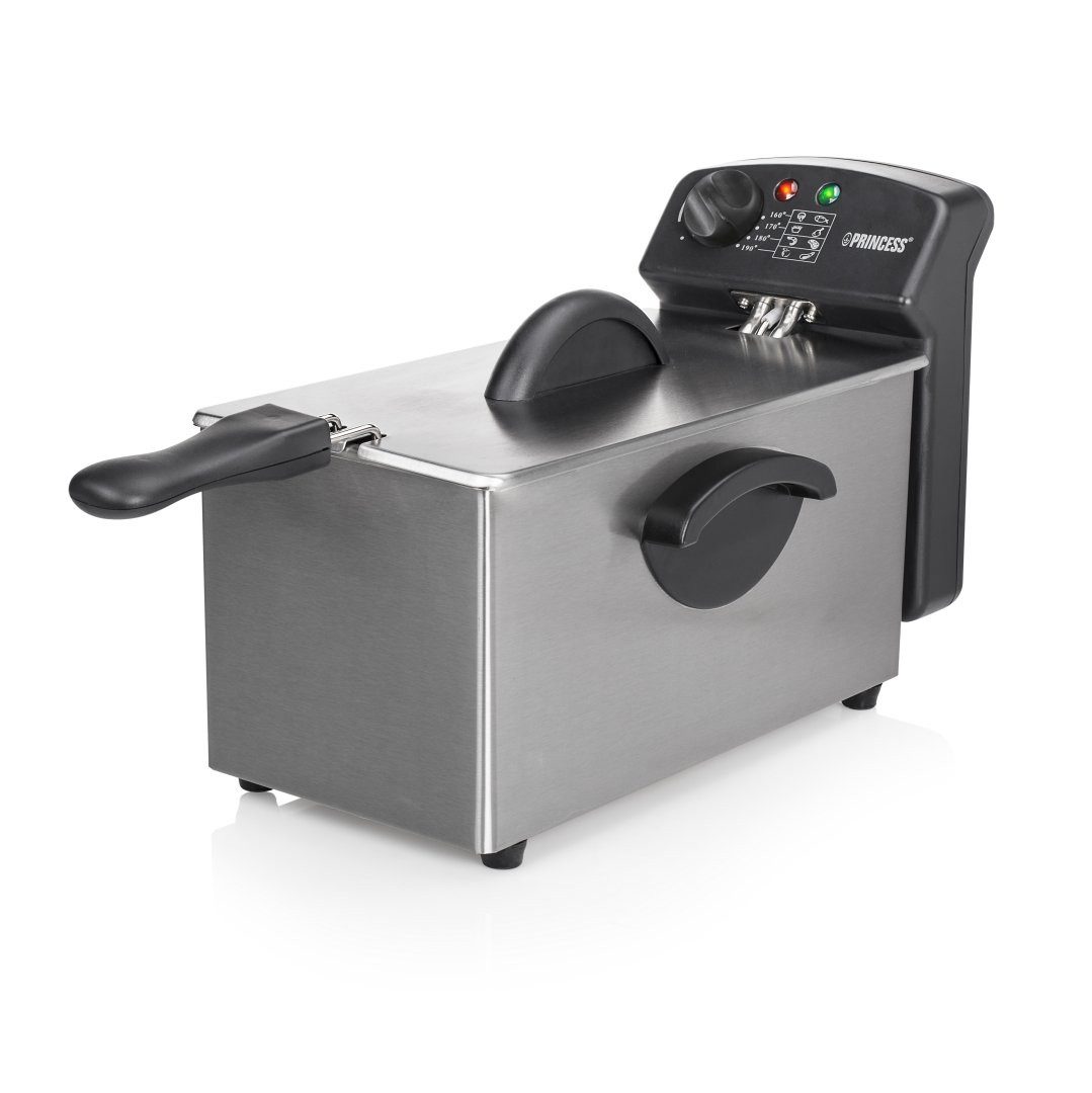 PRINCESS Fritteuse 01.182626.01.050, 2000 W, 3 L mit Cool Zone – Edelstahl, 190°C