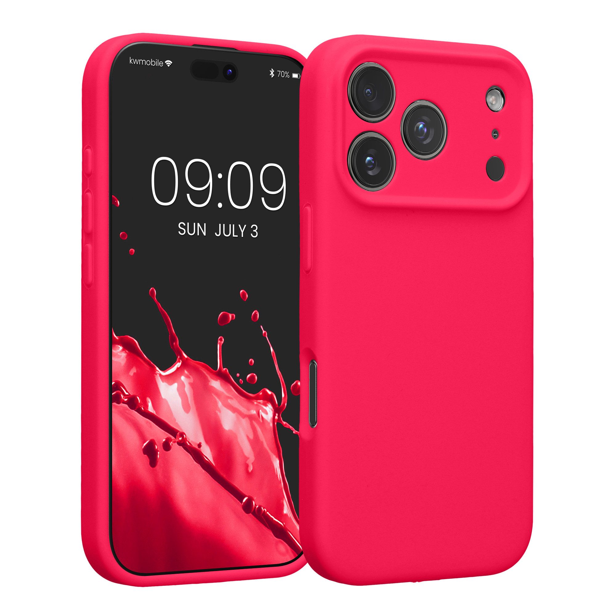 kwmobile Smartphone-Hülle Handyhülle für Apple iPhone 18 Pro / iPhone 17 Pro Hülle, Hülle Silikon gummiert - Handyhülle - Handy Case in Neon Pink