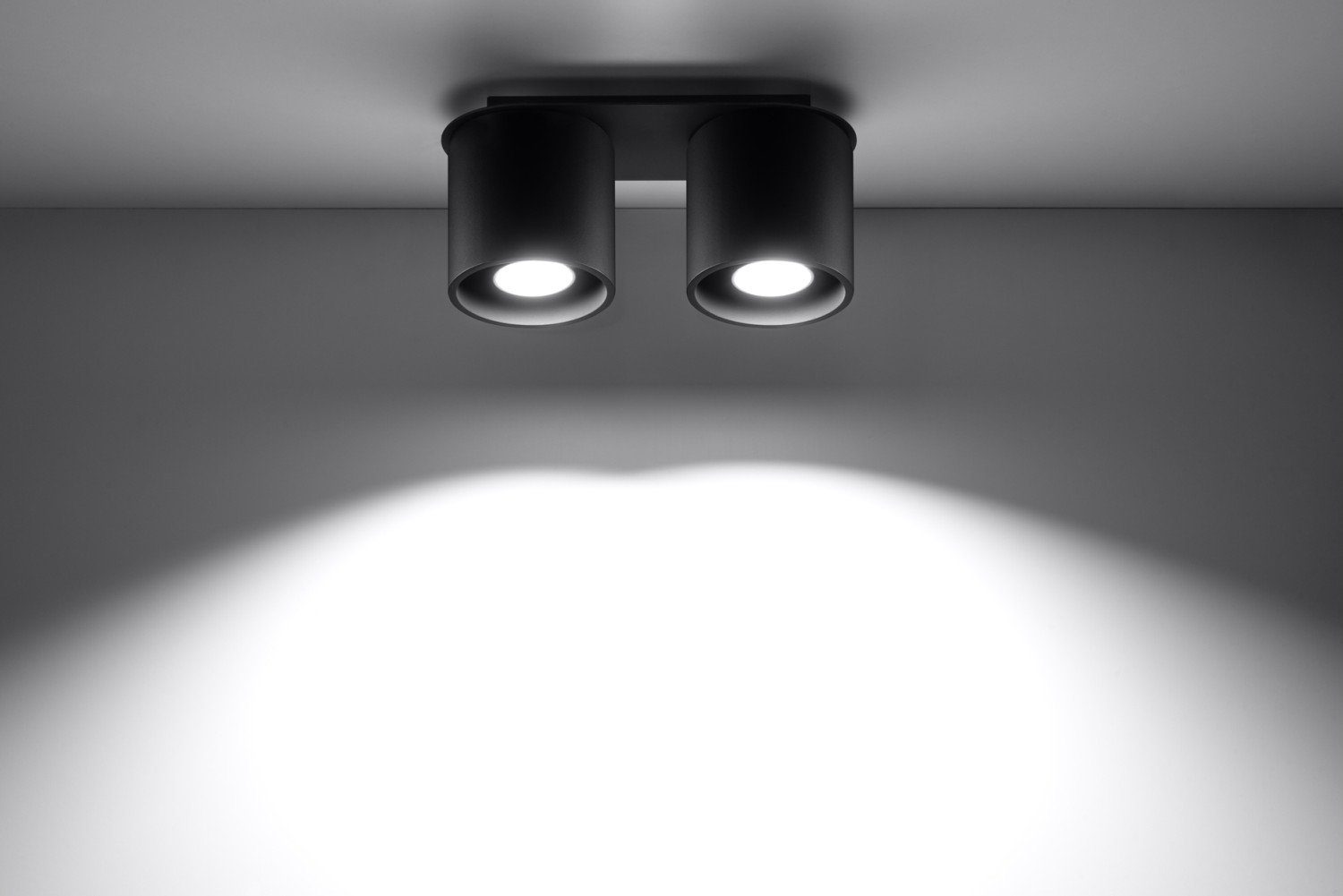 L:26cm Zylinder ohne RODA, Aluminium Flur B:12cm Leuchtmittel, 2-flmg Küche Deckenleuchte Deckenlampe Schwarz Licht-Erlebnisse