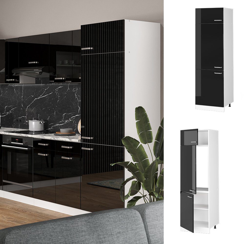 Vicco Kühlumbauschrank R-Line, Schwarz Hochglanz/Weiß, 60 günstig online kaufen