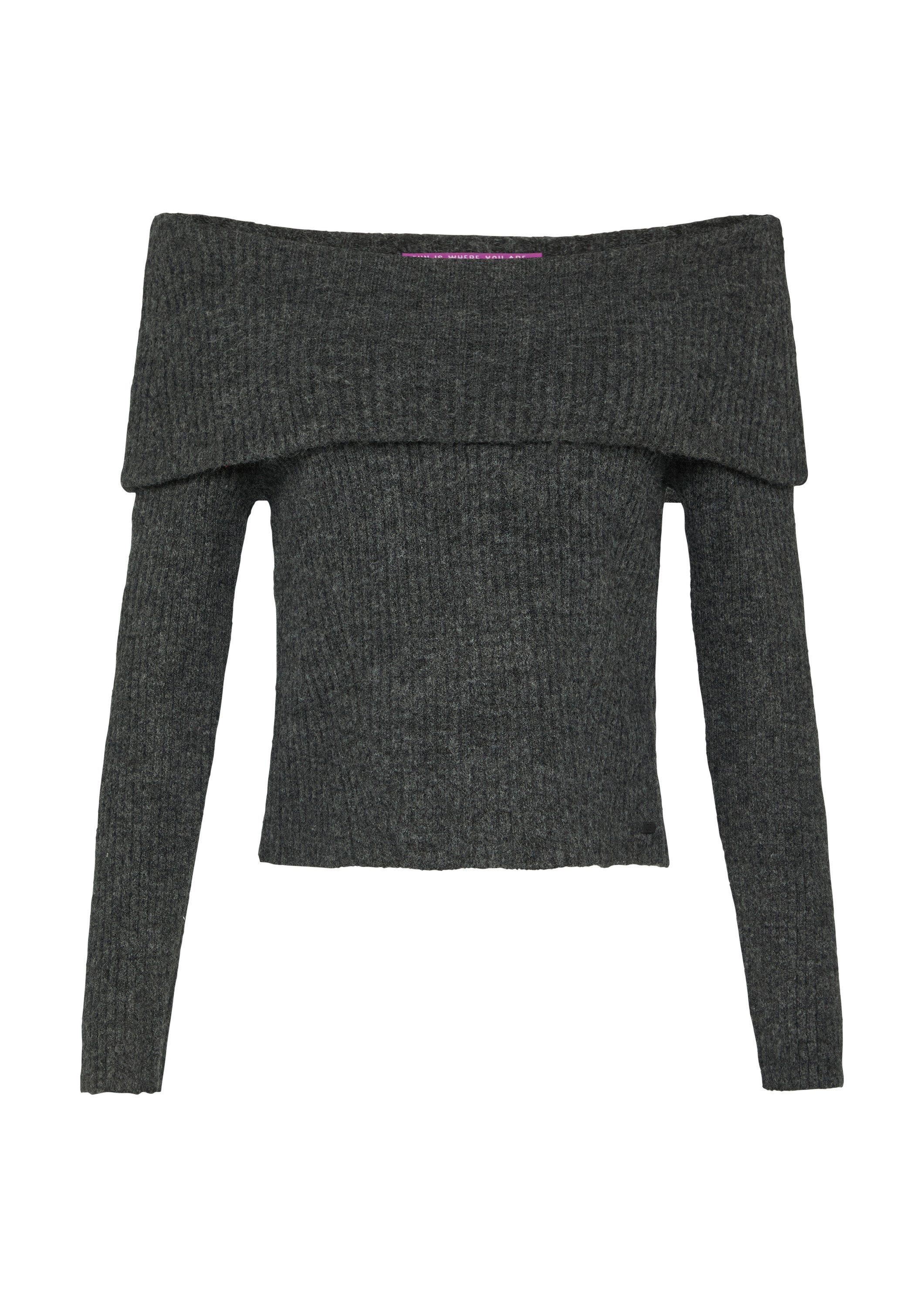 QS Longpullover Strickpullover Rippstrickpullover mit Offshoulder-Ausschnit günstig online kaufen