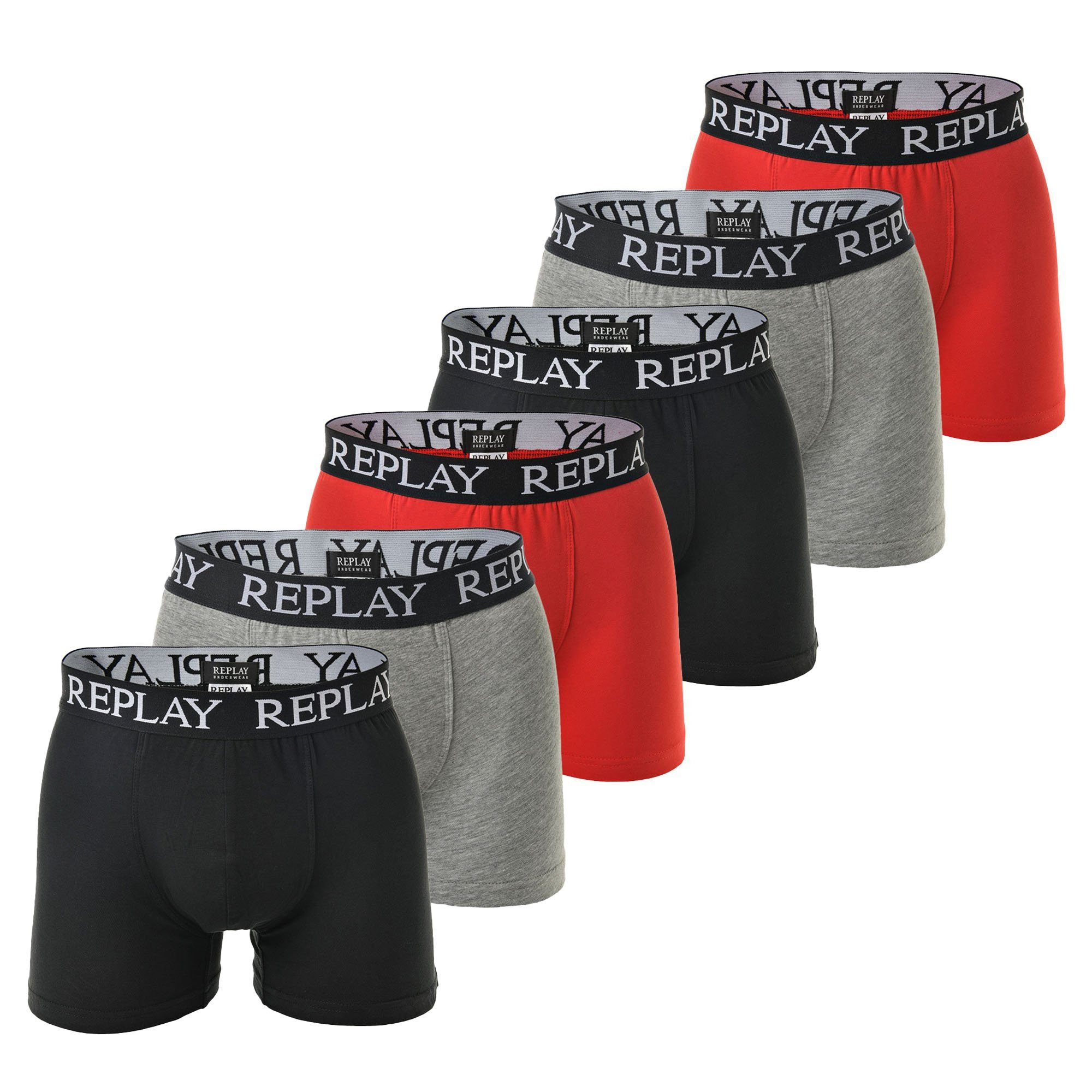 Replay Boxer Herren Boxershort 6er Pack Baumwollmischung (Packung, 6er Pack)