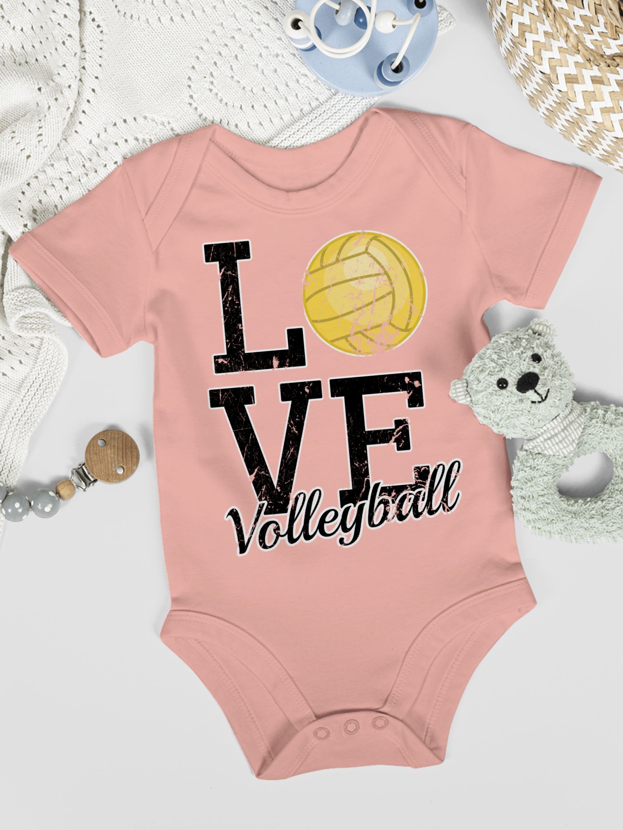 Love Shirtracer Sport Shirtbody & Baby 2 Gold Volleyball Bewegung Babyrosa