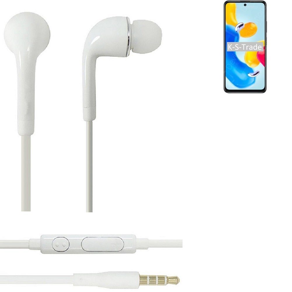 3,5mm) (Kopfhörer Note Lautstärkeregler mit u K-S-Trade 11S In-Ear-Kopfhörer Redmi 5G Headset weiß für Mikrofon Xiaomi