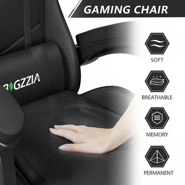 BIGZZIA Gaming-Stuhl Bürostuhl Ergonomisch mit Lendenkissen + Kopfstütze, Gaming Chair Höhenverstellbar, Computerstuhl Ergonomisch