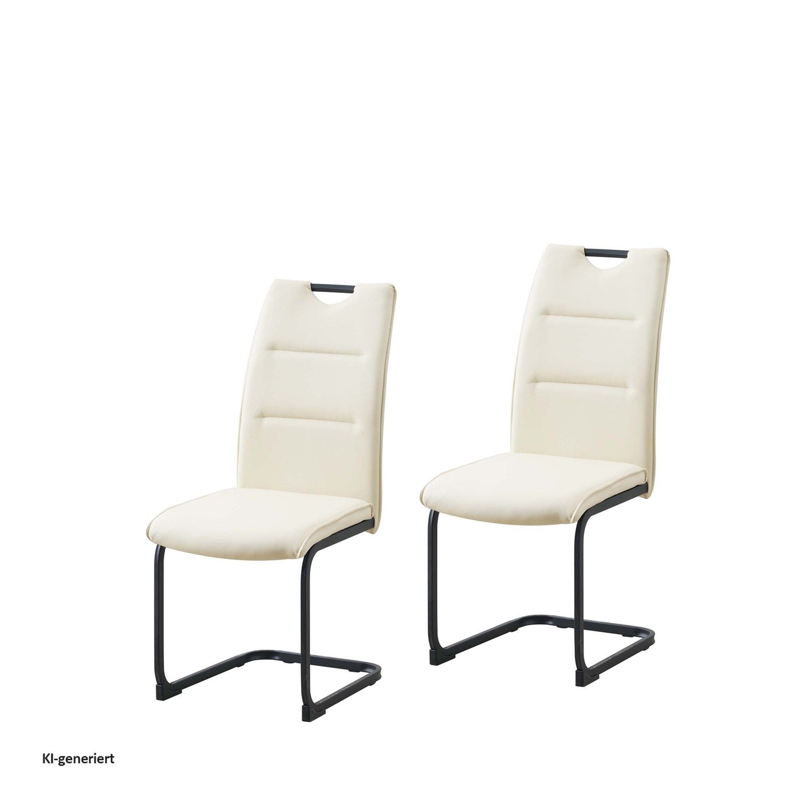 HTI-Line Freischwinger Schwingstuhl 2er Set PU creme DannyP (Set, 2 St), Freischwinger Esszimmerstuhl Kunstleder