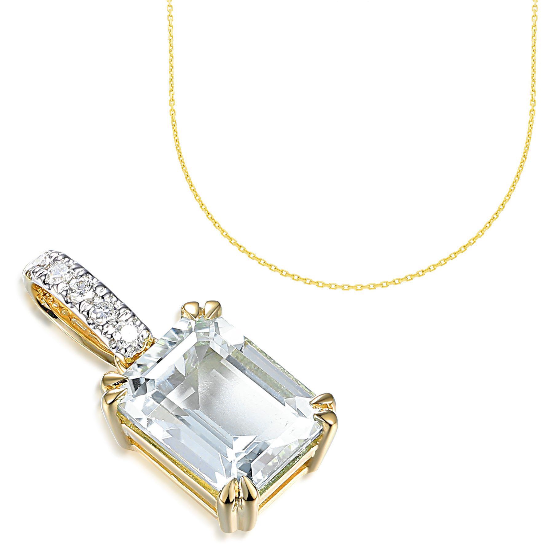Kettenanhänger 585er Gelbgold Anhänger m. Zirkonia Octagonschliff