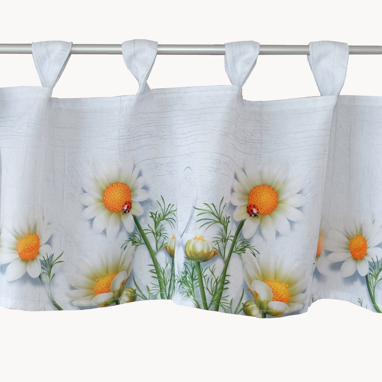 texpot Scheibengardine Druck Kamillenblüten Blumen Frühling günstig online kaufen