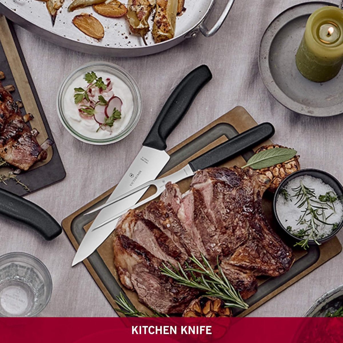 Victorinox Kochmesser 6.8003.15B Swiss Classic Kochmesser mit Edelstahlklinge & Fibrox-Griff