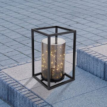 etc-shop LED Außen-Stehlampe, LED-Leuchtmittel fest verbaut, Warmweiß, Solarleuchte Außen Outdoor Solarlampe Gartenleuchte Metallgestell LED