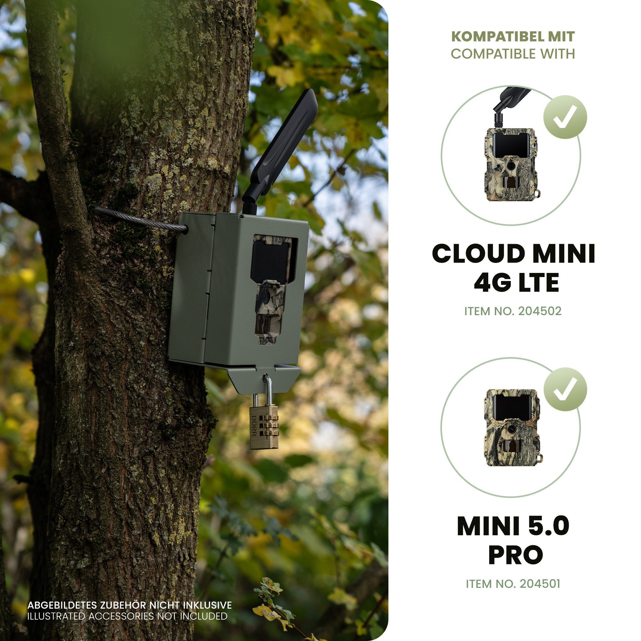 Dörr Überwachungskamera Zubehör Metallschutzgehäuse für Cloud Mini 4G LTE, Mini 5.0 Pro Wildkamera (Außenbereich, Innenbereich, 2-tlg., Diebstahlschutz, Wetterfest, Rostfrei, Abschließbar, Made in Germany)