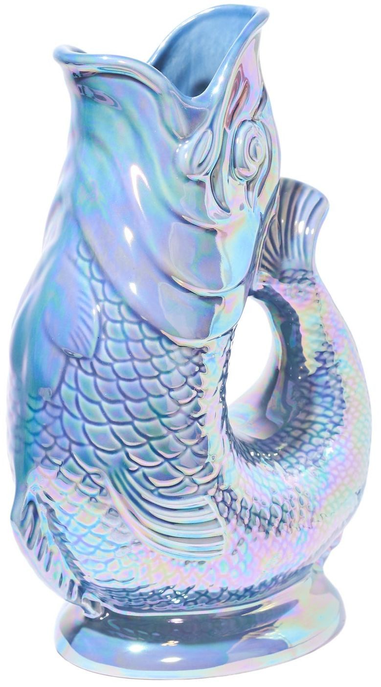 Gluckigluck Wasserkaraffe, (Original Gluggle Jug aus England), mit Gluckergeräusch, handgefertigt, ikonisches Fisch-Design, 1,2 L