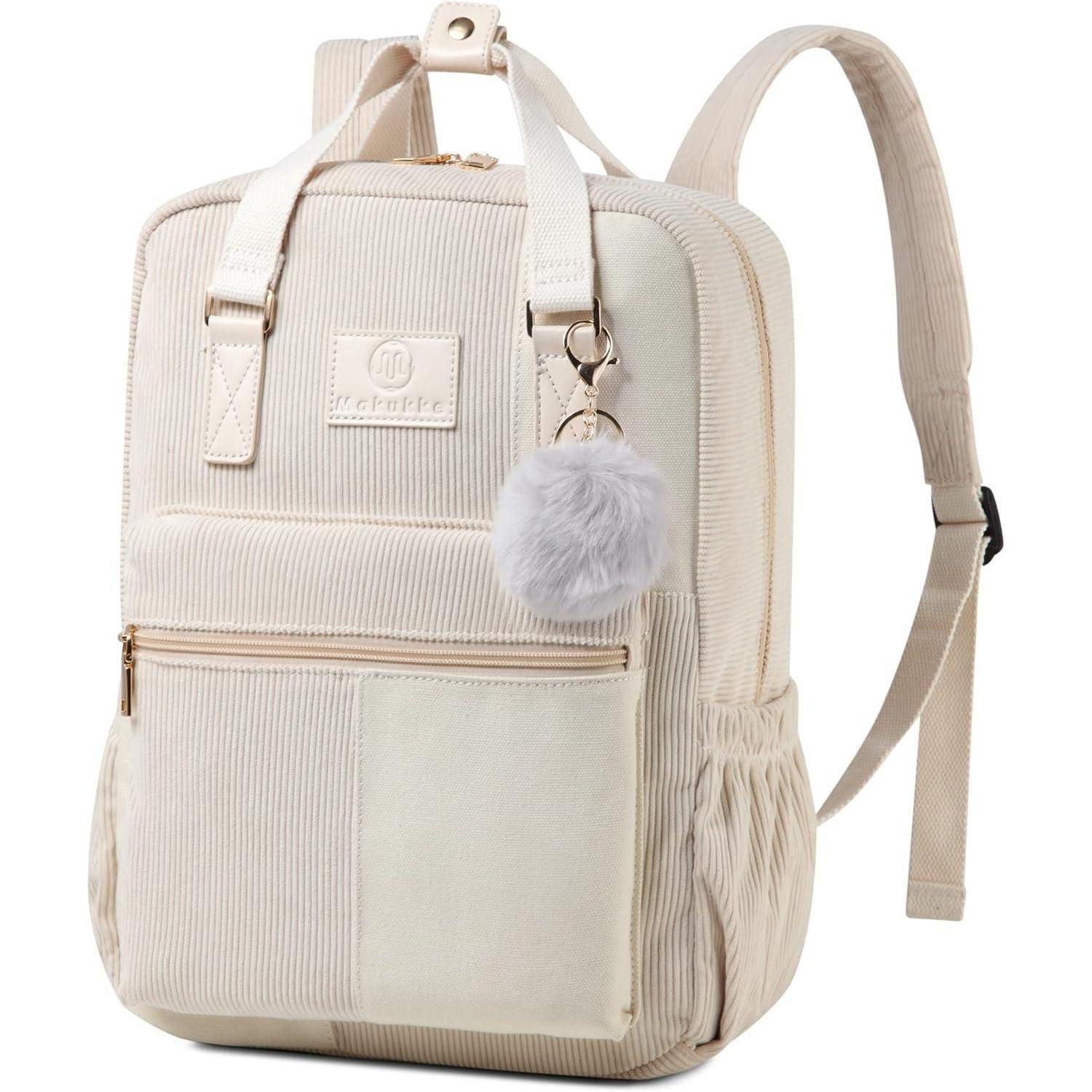 LuxusKollektion Cityrucksack Cord Rucksack Damen Herren Daypack Beige Anti-Theft Tasche Citytasche