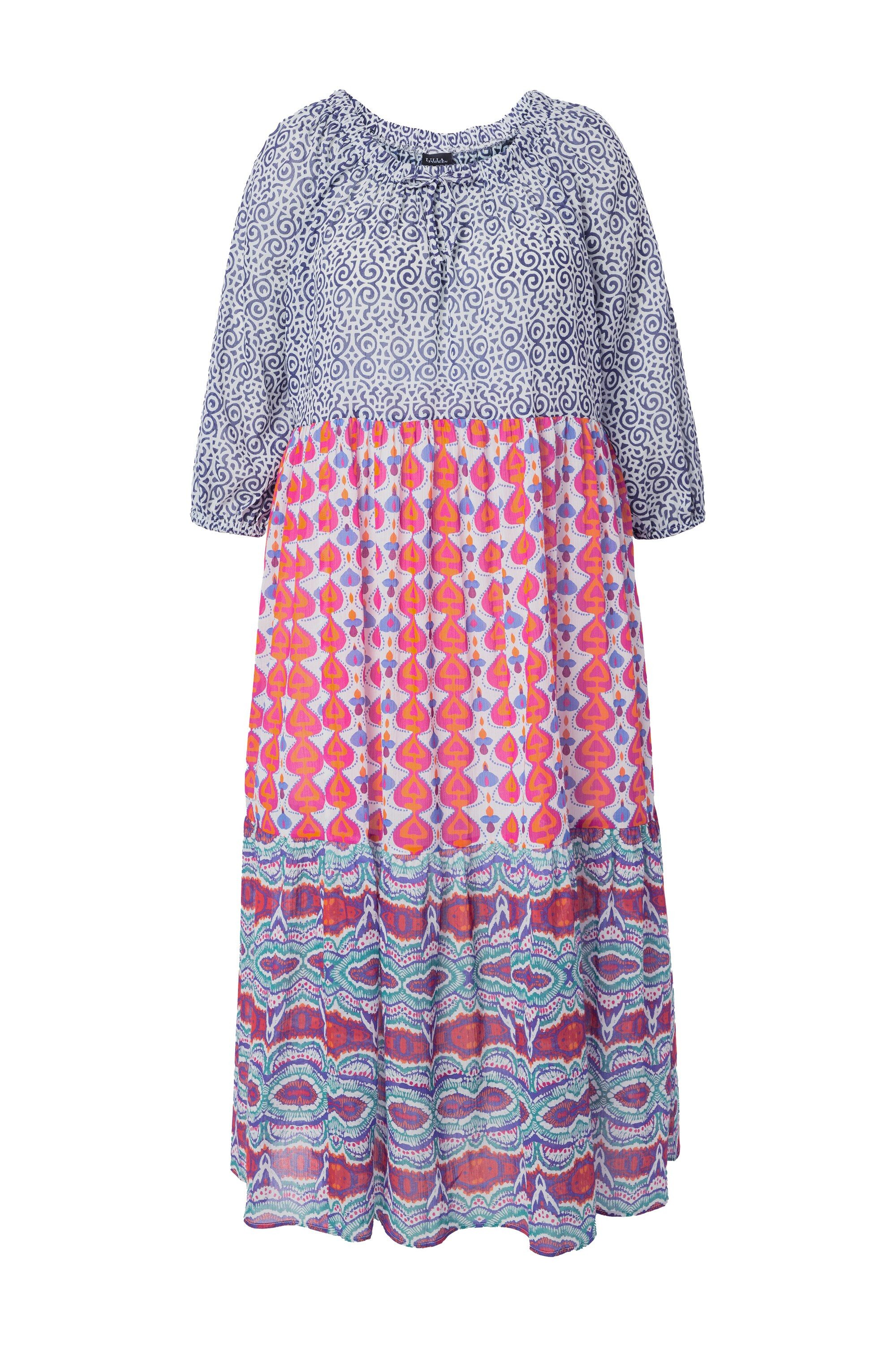 Maxikleid Maxikleid Boho-Style A-Linie Rundhals 3/4-Arm
