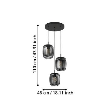 EGLO Hängeleuchte ROMAZZINA, ohne Leuchtmittel, Pendelleuchte, Hängeleuchte aus Metall in Schwarz, E27 Fassung, Ø 46cm