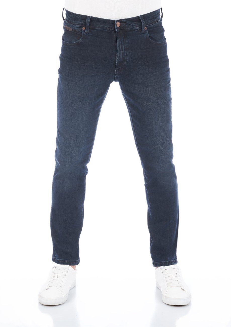 Wrangler Slim-fit-Jeans Herren Jeanshose Texas Slim Fit Denim Hose mit Stretch Rough Blue (W12SLR20V)
