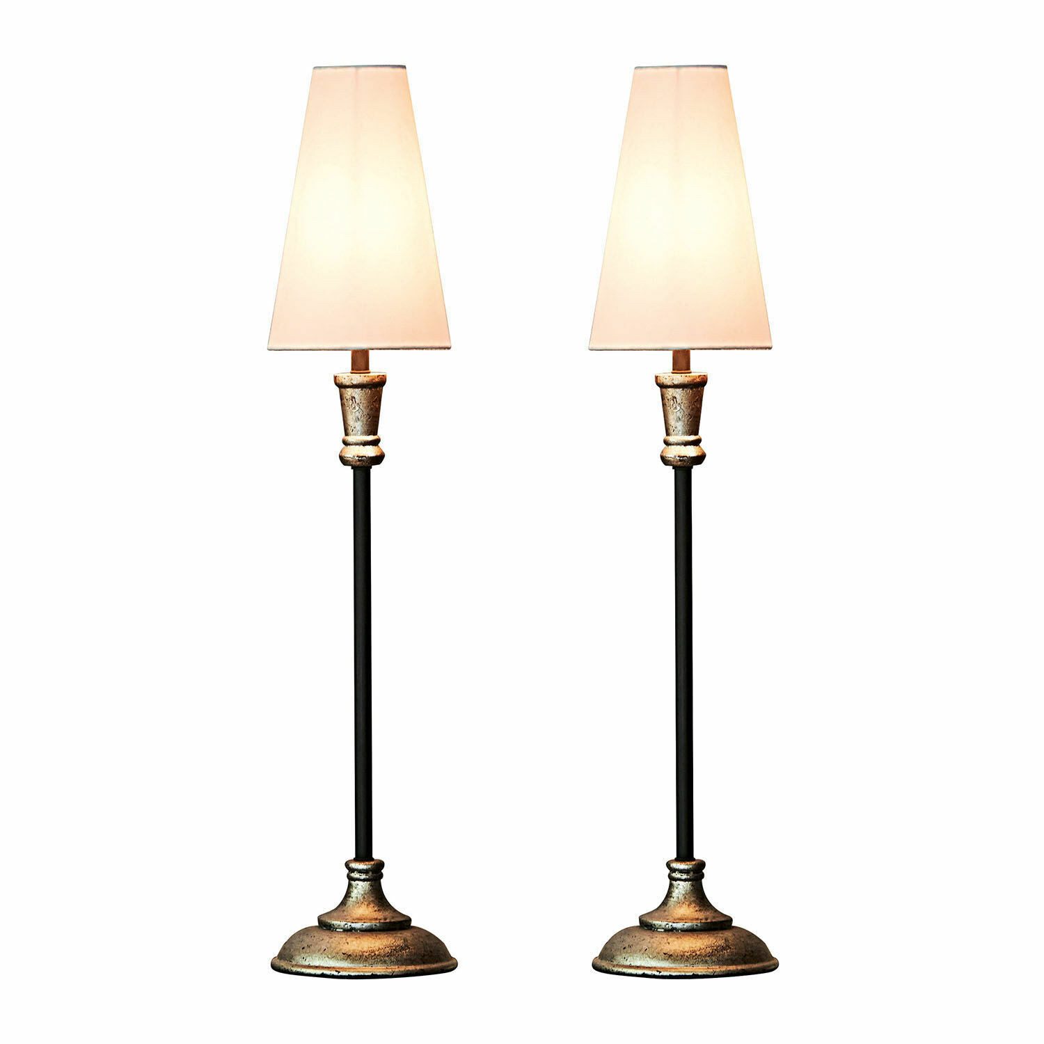 Mirabeau Tischleuchte Tischlampe 2er Set Obsonville silber/schwarz/creme