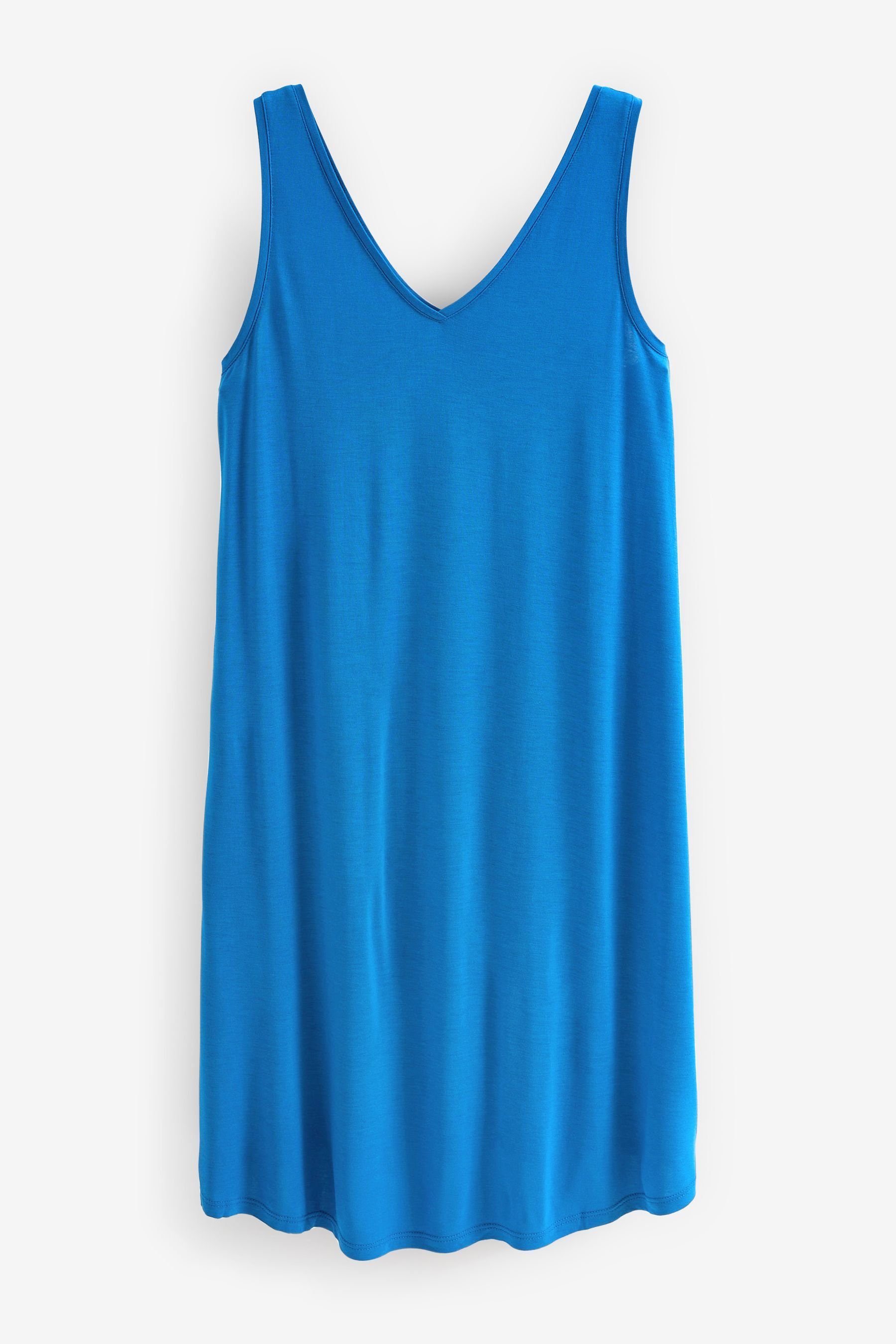 Next Jerseykleid Lässiges Kleid mit V-Ausschnitt (1-tlg) Blue