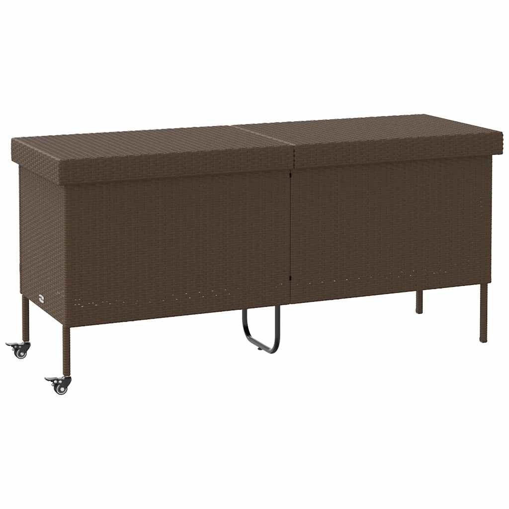 vidaXL Gartenbox Gartentruhe mit Rollen Braun 160x55x75 cm Poly Rattan
